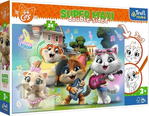 Puzzle Super Maxi 24 kosov – vesele mucke 44 CATS, dvostranske 3v1