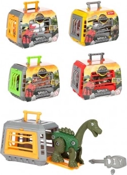 Sestavljiv dinozaver v kletki – plastični set, mešanica vrst