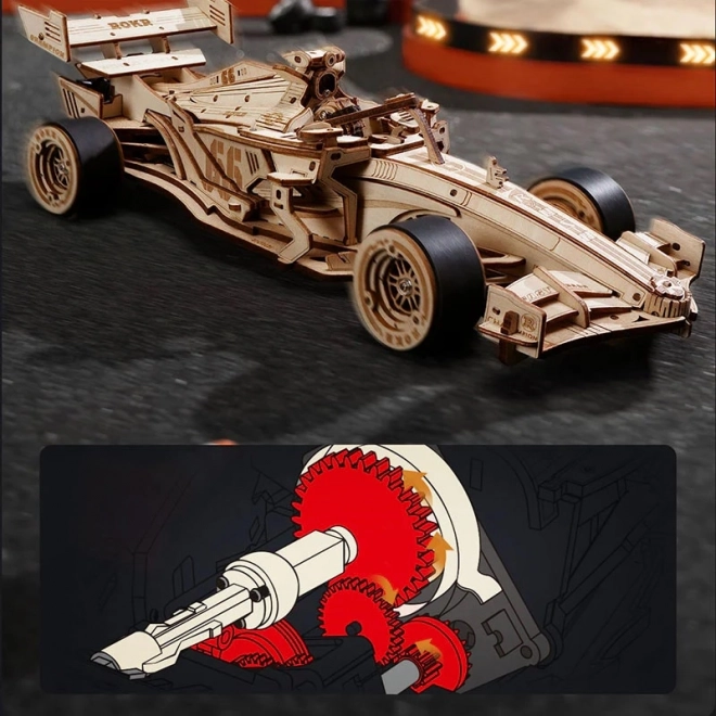RoboTime 3D lesena sestavljanka Dirkalni avto