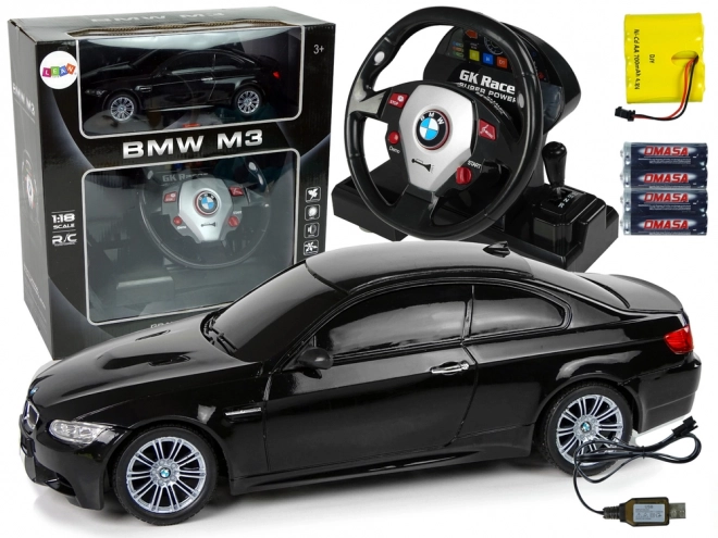 BMW M3 daljinsko voden avto črn 2.4G volan 1:18 zvočna svetila