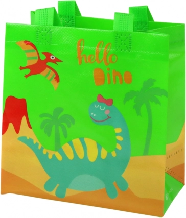 Darilna vrečka dinozaver zelena 23 × 21,5 × 11 cm
