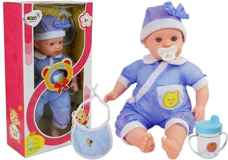 Punčka Dojenček 45 cm v Modri Obleki