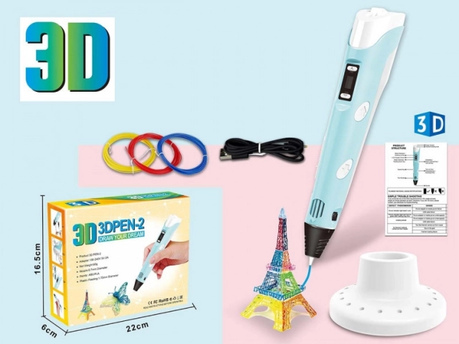 Set 3D pero s filamentom in USB napajalnim kablom