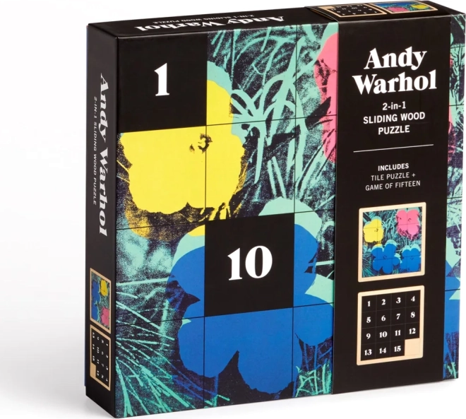 Drsni leseni puzzle Andy Warhol: Rože 2v1