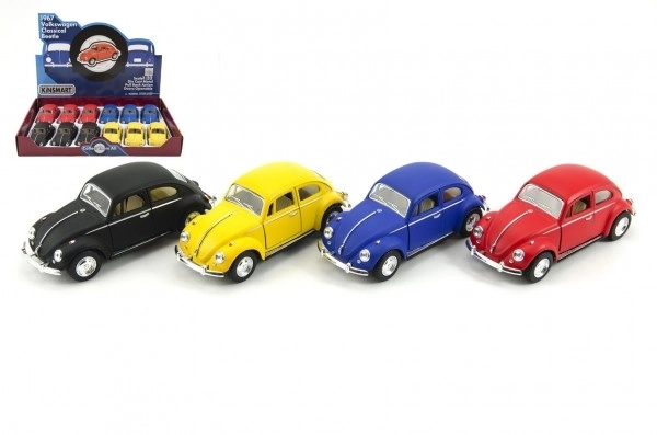 Avto Kinsmart VW Klasični Beetle kovina/plastika 13cm na vzmetni pogon 4 barve 12 kos v škatli
