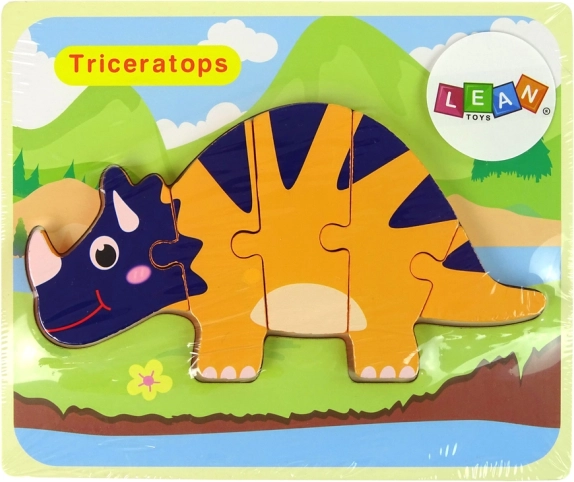 Lesene sestavljanke dinozavri – triceratops ali ankilosaver, oranžna
