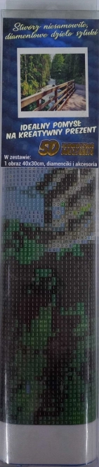 Norimpex diamantno slikanje leseni most v gozdu 30x40cm