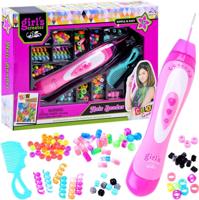Komplet za okraševanje las Girl's Creator z natikalnikom perlic