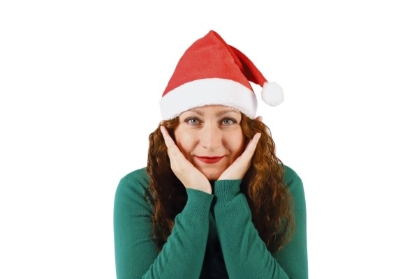 Božična kapa za odrasle tkanina premer 29 cm na kartonu karneval