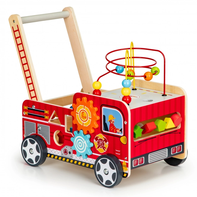Lesena izobraževalna hojica z kockami - Gasilski avto ECOTOYS