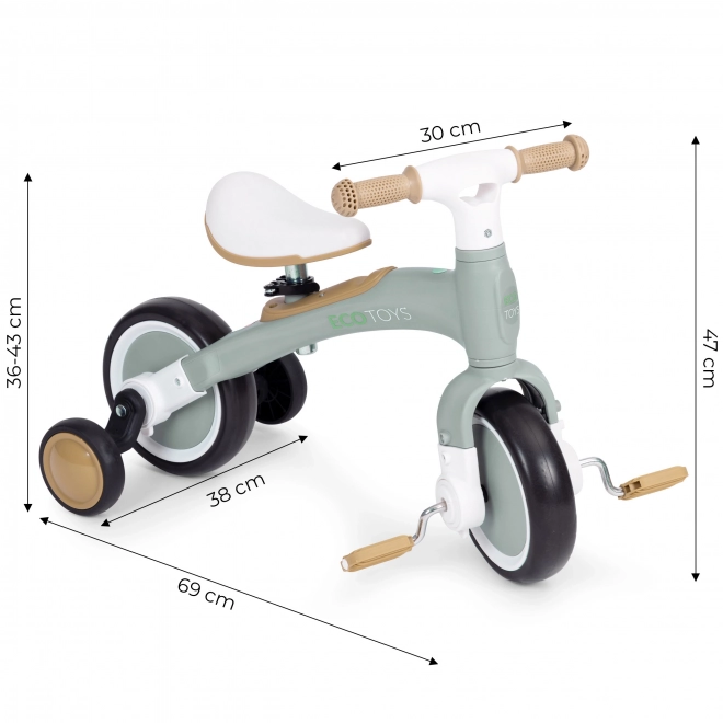 Ravnotežno kolo s pedali - vadbena kolesca 3v1 ECOTOYS