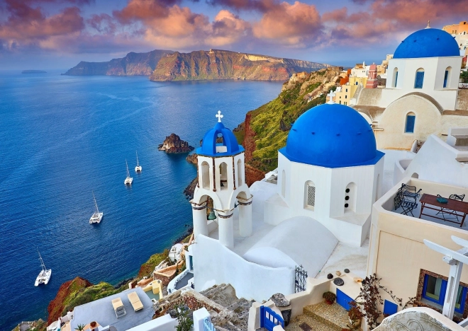 Sestavljanka Santorini – pogled na ladje, Grčija 1000 koščkov