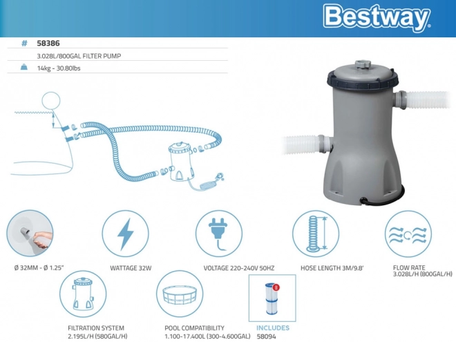 Filtracijska črpalka Bestway za bazene 3028 l/h