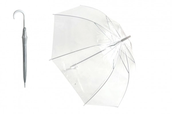 Dežnik prosojna bela poročna plast/kov 82cm v vrečki