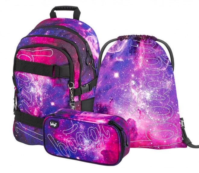 BAAGL 3 SET Skate Galaxy: nahrbtnik, peresnica, vrečka