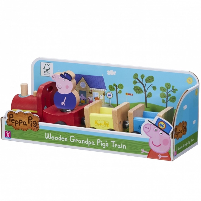 Leseni vlak Peppa Pujsa + figura dedka