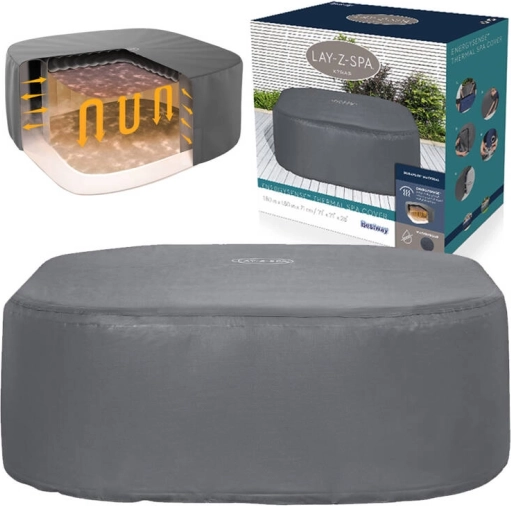 termični pokrov za kvadratne masažne kadi BESTWAY Lay‑Z‑Spa EnergySense, 180 × 180 × 71 cm