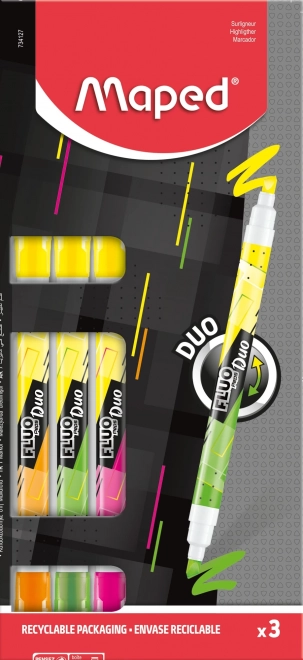 Markerji za označevanje MAPED Fluo Peps Duo Neon, set 3 kos