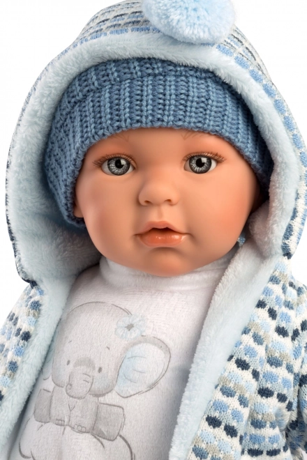 Llorens 42405 DOJENČEK ENZO - realistična punčka z zvoki in mehkim tekstilnim telesom - 42 cm