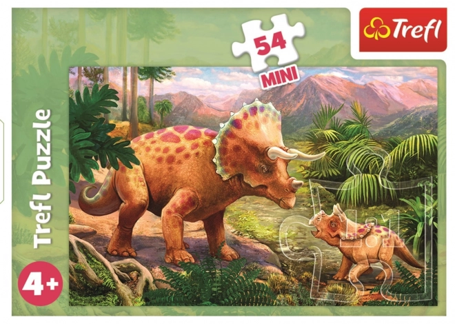 TREFL Puzzle Neverjetni dinozavri: Triceratops z mladičem 54 kosov