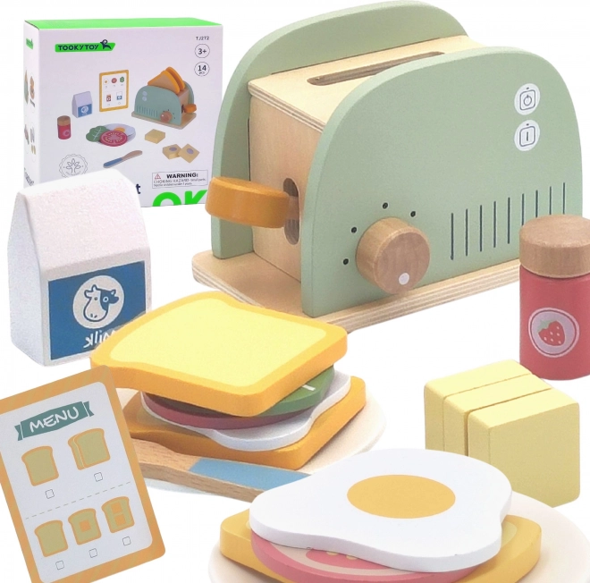 Leseni toaster pastelni zajtrkovni set Tooky Toy