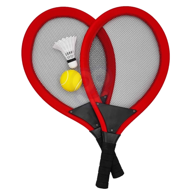 Velike tenis in badminton loparji za otroke Woopie z žogico in košarico