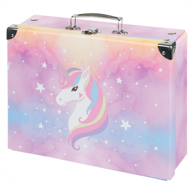 BAAGL zložljiv šolski kovček Rainbow Unicorn s kovinskimi robovi