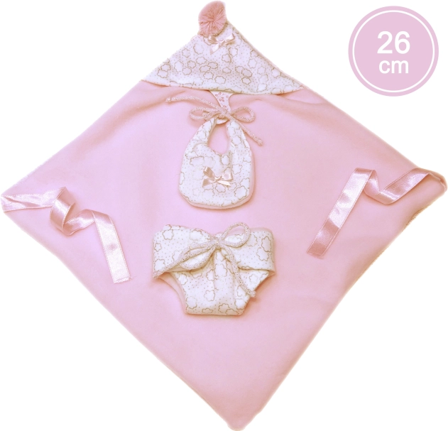Dvodelni komplet z jopico s kapuco za punčko New Born 26 cm
