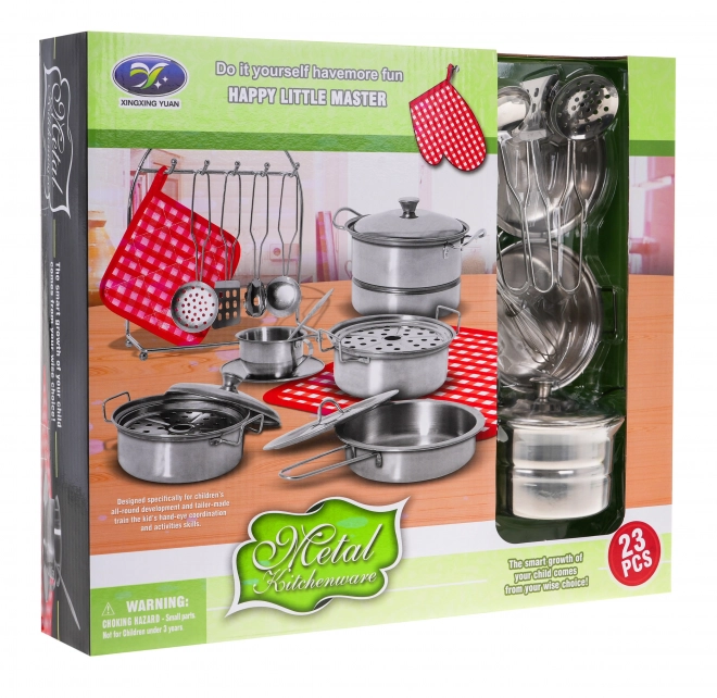 Set kovinskih loncev + dodatki - 23 kosi