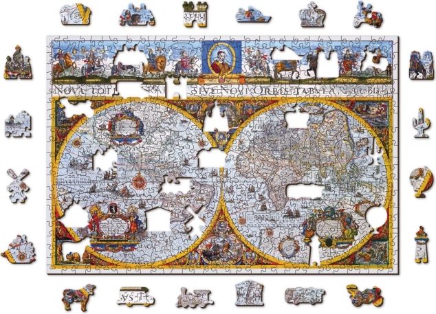 Lesene puzzle Starodavni zemljevid 2v1