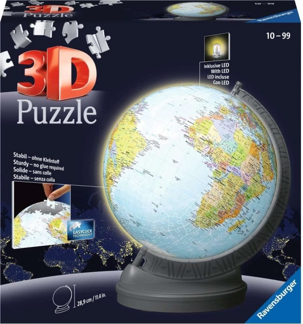 3D Puzzleball Svetleči Globus Zemlja 548 koščkov Ravensburger