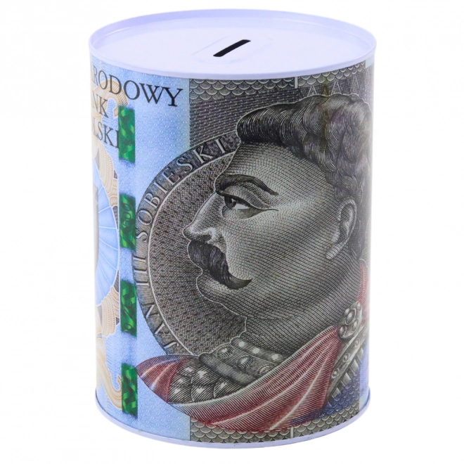 Kovinska hranilnica z motivom bankovca 500 zlotov