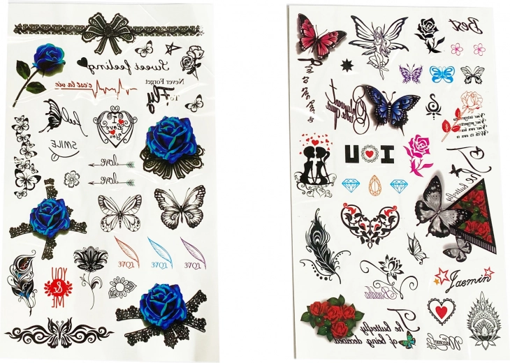 Pisani dekliški motivi na enem listu