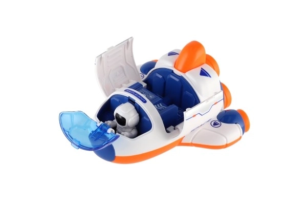 Raketoplan/raketa plast 10x11cm s kozmonavtom na vztrajniku 2 barvi 12ks v škatli