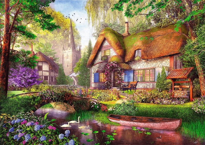 TREFL Puzzle Premium Plus Čajni čas: Lesena hiška 1000 kosov
