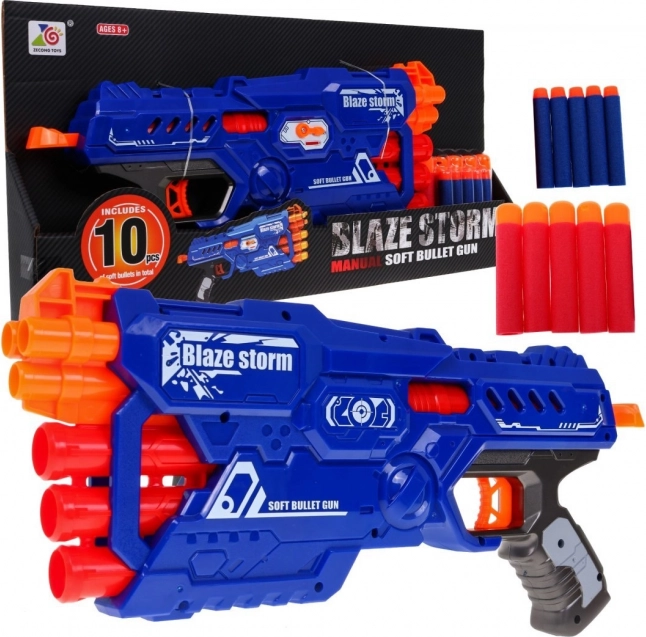 6-cevni otroški blaster BLAZE STORM z 10 penastimi naboji, ročni