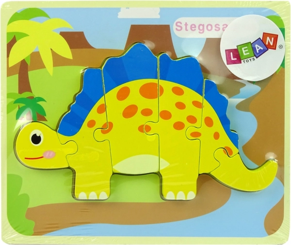 Lesene sestavljanke dinozaver – rumeni stegozaver ali rumeni oviraptor