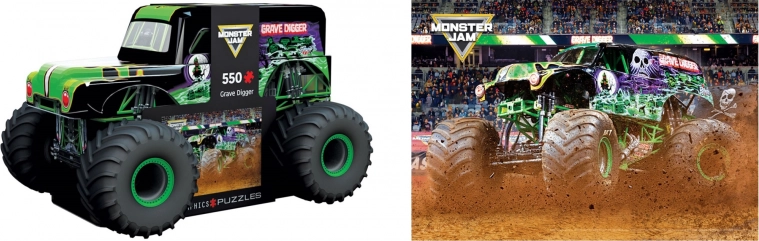 Sestavljanka v pločevinasti škatlici Monster Jam Grave Digger 550 kosov