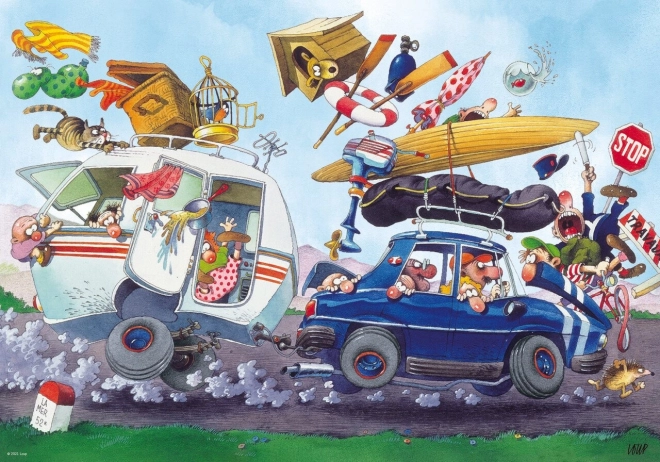 Heye puzzle Cartoon Classics: Odhod na počitnice – 500 koščkov