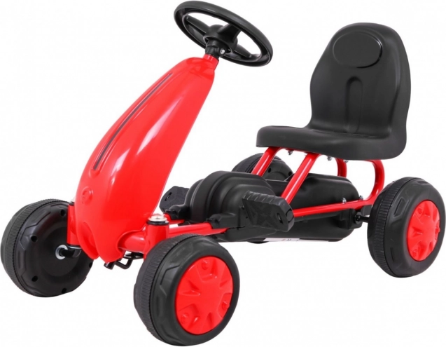 Otroški pedalni gokart z verižnim pogonom in gumijastimi kolesi – Rdeča