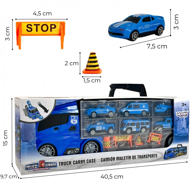 Tovornjak s transporterjem 3v1 Modra Policija