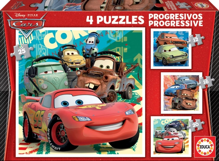 Educa puzzle Avtomobili 2 – 4v1 (12, 16, 20, 25 kosov)
