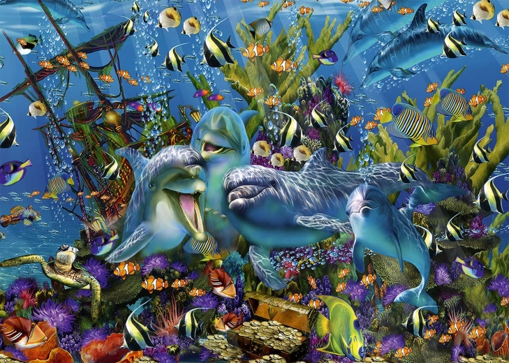 ALIPSON sestavljanka delfini in ladja zakladov – 1000 koščkov