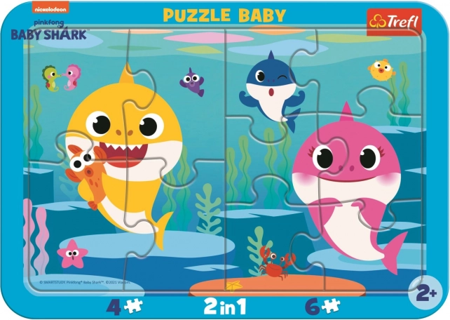 Otroški puzzle Baby Shark Srečni morski psi 2v1, 10 koščkov