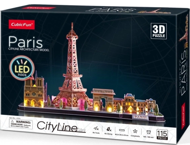 Svetleča 3D sestavljanka CityLine Panorama Pariz