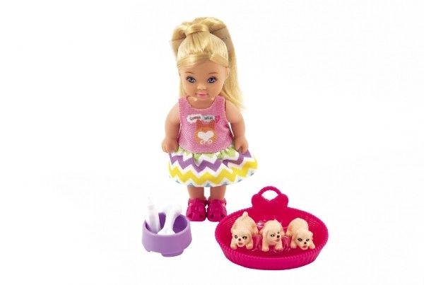 Lutka Kiki Anlily sklepni plastični 12 cm z ljubljenčki in dodatki v škatli 12x16x4,5 cm