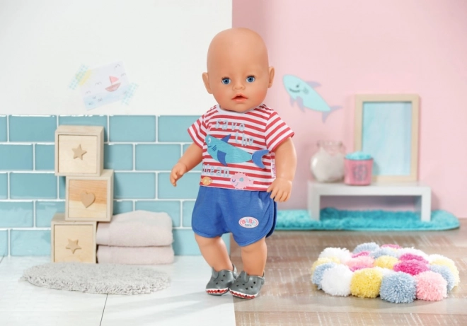 BABY born Pižamka in copatki, modri, 43 cm