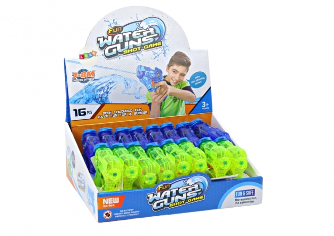 Mini vodni pištola zeleno-modra z dosegom 7-8 m