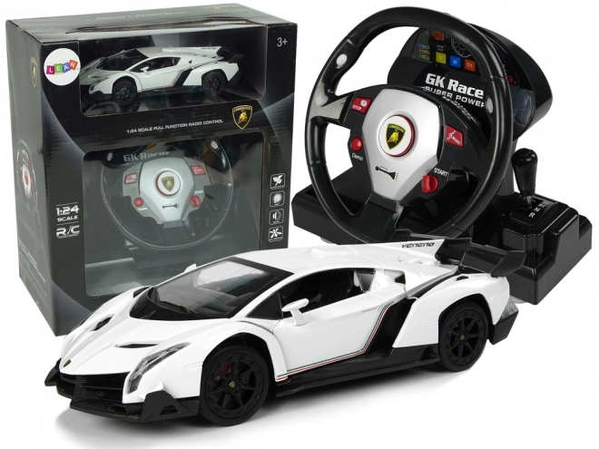 Daljinsko upravljano Lamborghini Veneno White 2.4G daljinsko upravljanje volana Zvočna svetlobna telesa