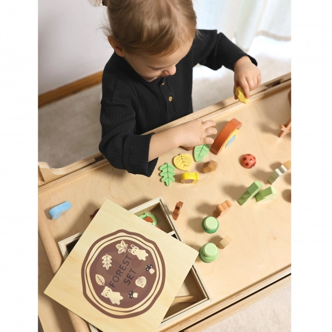 Gozdarski set z lesenimi kockami Tooky Toy